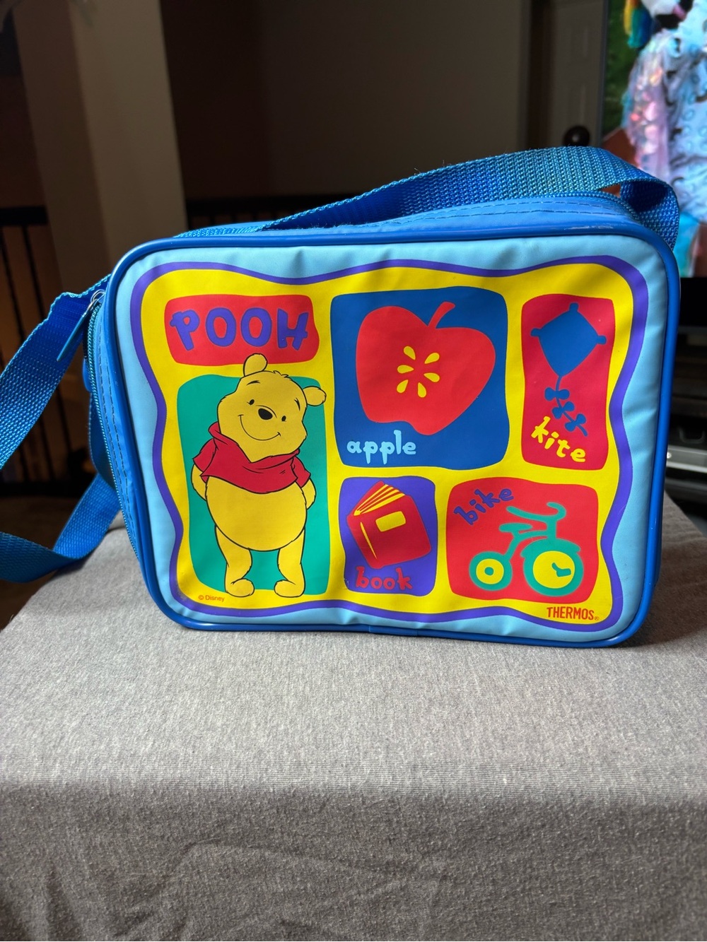 Thermos Kids Blue Winnie the Pooh Lunch Bag with Strap Vintage Collectible